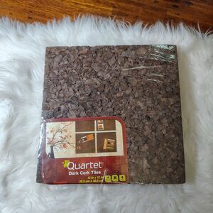 Quartet (4) Pack of 12”x12” Cork Tiles-Model 15050Q-Dark Brown-NIP